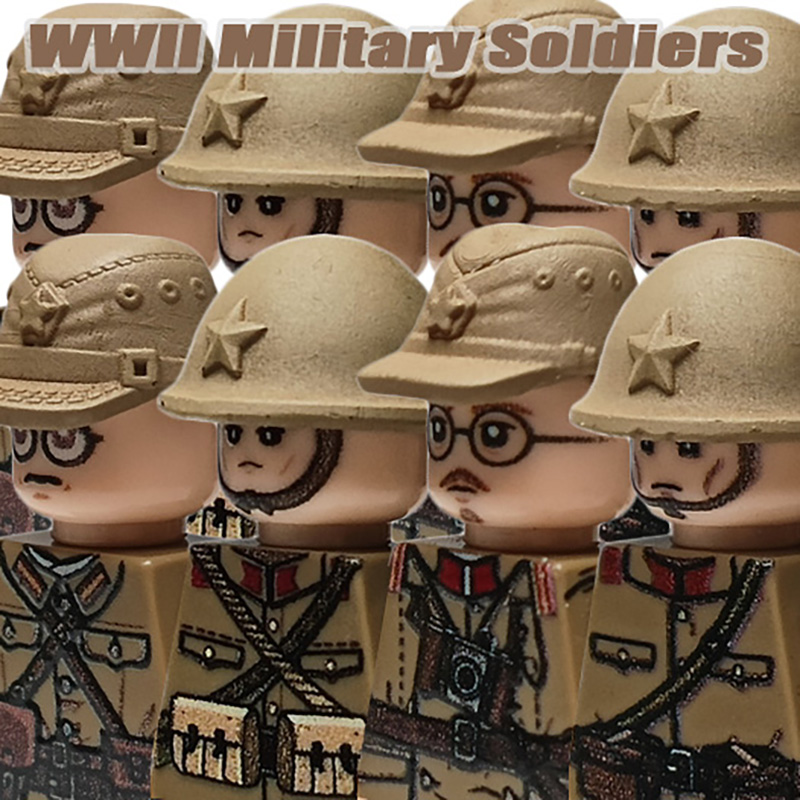 Lego Minifigure Holder - MOC WOII Soldaten Figuurtjes Bouwstenen Leger
