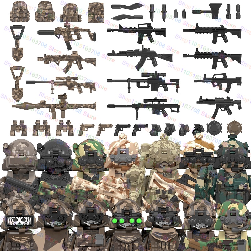 Lego Minifigure Holder - MOC Militaire Soldaten Actiefiguren Poppen Bouwsteen