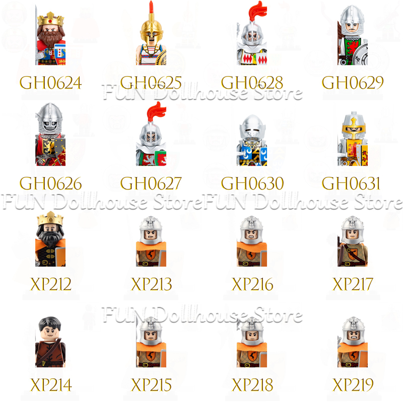 Lego Minifigure Holder - Middeleeuws kasteel Koning Leeuw Adelaar Romeinse